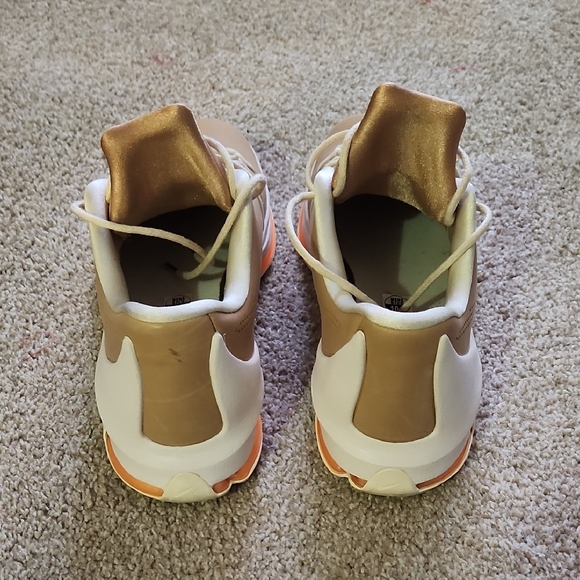 Tan High-Top Sneakers with White and Orange Accents - Picture 3 of 8